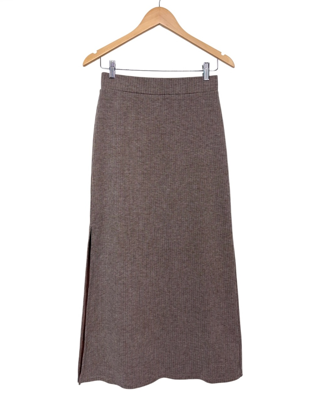 Halara Ribbed High Waist A-Line Casual Pull On Taupe Skirt Size Medium